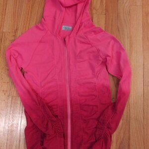Athleta Jacket Adult Womens Size XS Pink Ombre Ruched Zip Up Hooded Jacket